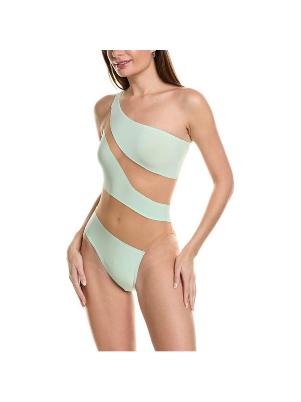 Norma Kamali Snake Mesh Stripe One Piece Swimsuit